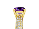 Yellow gold Cushion Cut Cut Diamond Milgrain Marquise Band with Prong Setting_5