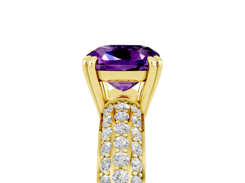 Yellow gold Cushion Cut Cut Diamond Milgrain Marquise Band with Prong Setting_5