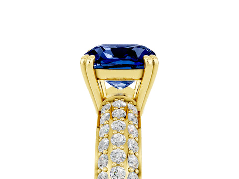Yellow gold Cushion Cut Cut Diamond Milgrain Marquise Band with Prong Setting_5