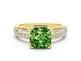 Yellow gold Cushion Cut Cut Diamond Milgrain Marquise Band with Prong Setting