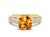 Yellow gold Cushion Cut Cut Diamond Milgrain Marquise Band with Prong Setting