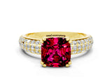 Yellow gold Cushion Cut Cut Diamond Milgrain Marquise Band with Prong Setting
