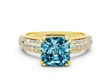 Yellow gold Cushion Cut Cut Diamond Milgrain Marquise Band with Prong Setting