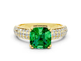 Yellow gold Cushion Cut Cut Diamond Milgrain Marquise Band with Prong Setting
