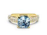 Yellow gold Cushion Cut Cut Diamond Milgrain Marquise Band with Prong Setting