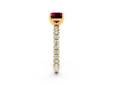 Yellow gold Cushion Cut Cut Diamond Pavé Band with Four-Prong Setting_2