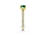Yellow gold Cushion Cut Cut Diamond Pavé Band with Four-Prong Setting_2
