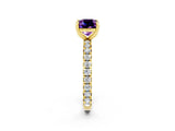 Yellow gold Cushion Cut Cut Diamond Pavé Band with Four-Prong Setting_2