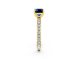 Yellow gold Cushion Cut Cut Diamond Pavé Band with Four-Prong Setting_2