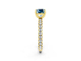 Yellow gold Cushion Cut Cut Diamond Pavé Band with Four-Prong Setting_2