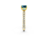 Yellow gold Cushion Cut Cut Diamond Pavé Band with Four-Prong Setting_2