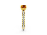 Yellow gold Cushion Cut Cut Diamond Pavé Band with Four-Prong Setting_2