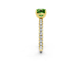 Yellow gold Cushion Cut Cut Diamond Pavé Band with Four-Prong Setting_2