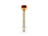 Yellow gold Cushion Cut Cut Diamond Pavé Band with Four-Prong Setting_2