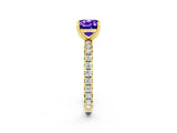 Yellow gold Cushion Cut Cut Diamond Pavé Band with Four-Prong Setting_2