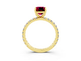 Yellow gold Cushion Cut Cut Diamond Pavé Band with Four-Prong Setting_3