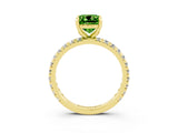 Yellow gold Cushion Cut Cut Diamond Pavé Band with Four-Prong Setting_3