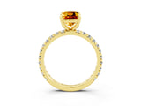 Yellow gold Cushion Cut Cut Diamond Pavé Band with Four-Prong Setting_3