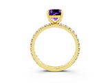 Yellow gold Cushion Cut Cut Diamond Pavé Band with Four-Prong Setting_3