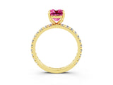 Yellow gold Cushion Cut Cut Diamond Pavé Band with Four-Prong Setting_3