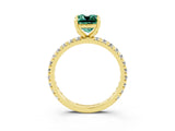 Yellow gold Cushion Cut Cut Diamond Pavé Band with Four-Prong Setting_3