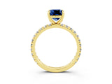 Yellow gold Cushion Cut Cut Diamond Pavé Band with Four-Prong Setting_3