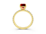 Yellow gold Cushion Cut Cut Diamond Pavé Band with Four-Prong Setting_3