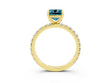 Yellow gold Cushion Cut Cut Diamond Pavé Band with Four-Prong Setting_3