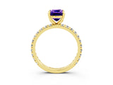 Yellow gold Cushion Cut Cut Diamond Pavé Band with Four-Prong Setting_3
