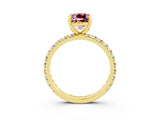 Yellow gold Cushion Cut Cut Diamond Pavé Band with Four-Prong Setting_3
