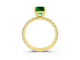 Yellow gold Cushion Cut Cut Diamond Pavé Band with Four-Prong Setting_3