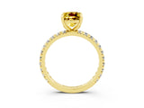 Yellow gold Cushion Cut Cut Diamond Pavé Band with Four-Prong Setting_3