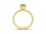 Yellow gold Cushion Cut Cut Diamond Pavé Band with Four-Prong Setting_3