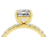 Yellow gold Cushion Cut Cut Diamond Pavé Band with Four-Prong Setting_4