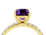 Yellow gold Cushion Cut Cut Diamond Pavé Band with Four-Prong Setting_4
