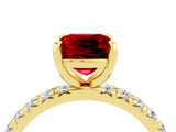 Yellow gold Cushion Cut Cut Diamond Pavé Band with Four-Prong Setting_4