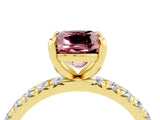Yellow gold Cushion Cut Cut Diamond Pavé Band with Four-Prong Setting_4