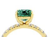 Yellow gold Cushion Cut Cut Diamond Pavé Band with Four-Prong Setting_4