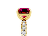 Yellow gold Cushion Cut Cut Diamond Pavé Band with Four-Prong Setting_5