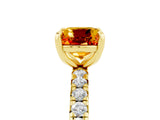 Yellow gold Cushion Cut Cut Diamond Pavé Band with Four-Prong Setting_5