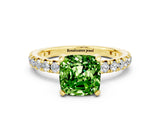 Yellow gold Cushion Cut Cut Diamond Pavé Band with Four-Prong Setting