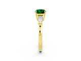 Yellow gold Cushion Cut Cut Diamond Ring with Tapered Baguette Side Stones in Four-Prong Setting_2