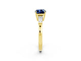 Yellow gold Cushion Cut Cut Diamond Ring with Tapered Baguette Side Stones in Four-Prong Setting_2