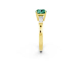 Yellow gold Cushion Cut Cut Diamond Ring with Tapered Baguette Side Stones in Four-Prong Setting_2
