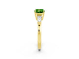 Yellow gold Cushion Cut Cut Diamond Ring with Tapered Baguette Side Stones in Four-Prong Setting_2