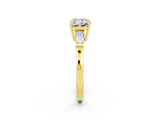 Yellow gold Cushion Cut Cut Diamond Ring with Tapered Baguette Side Stones in Four-Prong Setting_2
