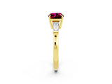 Yellow gold Cushion Cut Cut Diamond Ring with Tapered Baguette Side Stones in Four-Prong Setting_2