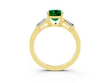 Yellow gold Cushion Cut Cut Diamond Ring with Tapered Baguette Side Stones in Four-Prong Setting_3