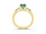 Yellow gold Cushion Cut Cut Diamond Ring with Tapered Baguette Side Stones in Four-Prong Setting_3