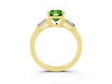 Yellow gold Cushion Cut Cut Diamond Ring with Tapered Baguette Side Stones in Four-Prong Setting_3